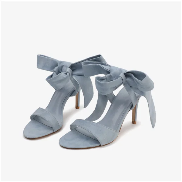 Enkla Röd Casual Mocka Rosett Sandaler Dam 2020 8 cm Stilettklackar Peep Toe Sandaler