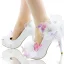 Chic / Beautiful White Wedding Shoes 2018 Leather Butterfly Flower Rhinestone 14 cm Stiletto Heels Pointed Toe Wedding Pumps