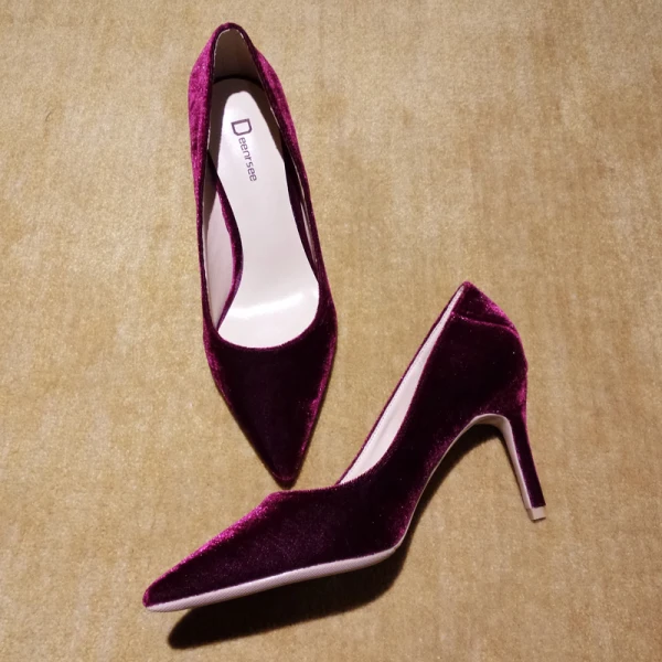 Fine Rød Lær Gateklær Pumps 2020 Suede 10 cm Stiletthæler Spisse Pumps