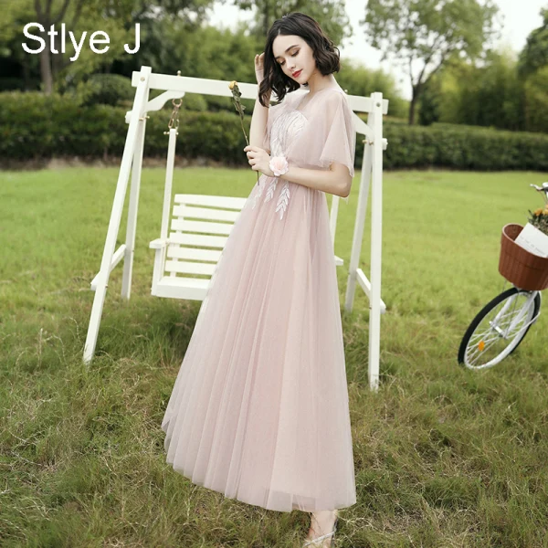 Modest / Simple Sage Green Embroidered Bridesmaid Dresses 2021 A-Line / Princess V-Neck Short Sleeve Backless Floor-Length / Long Wedding Party Dresses