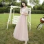 Modest / Simple Sage Green Embroidered Bridesmaid Dresses 2021 A-Line / Princess V-Neck Short Sleeve Backless Floor-Length / Long Wedding Party Dresses