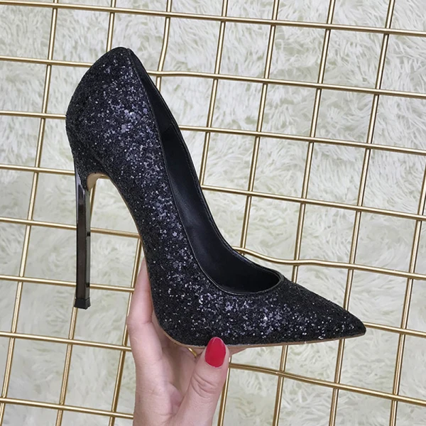 Sparkly Sølv Paljetter Pumps 2020 Aften 12 cm Stiletthæler Spisse Pumps