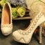 Sexy Ivory Pearl Rhinestone Wedding Shoes 2020 Leather Waterproof 14 cm Stiletto Heels Round Toe Wedding Pumps