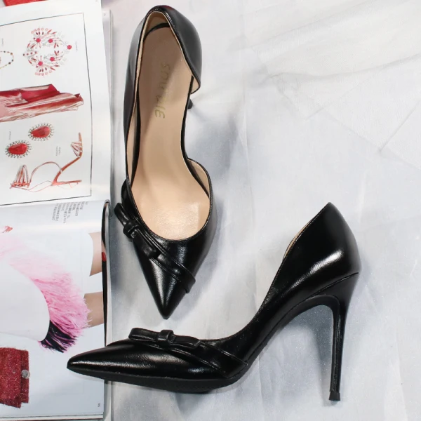 Sexy Nude Cocktail Party Womens Shoes 2020 Bow 10 cm Stiletto Heels Pointed Toe Heels