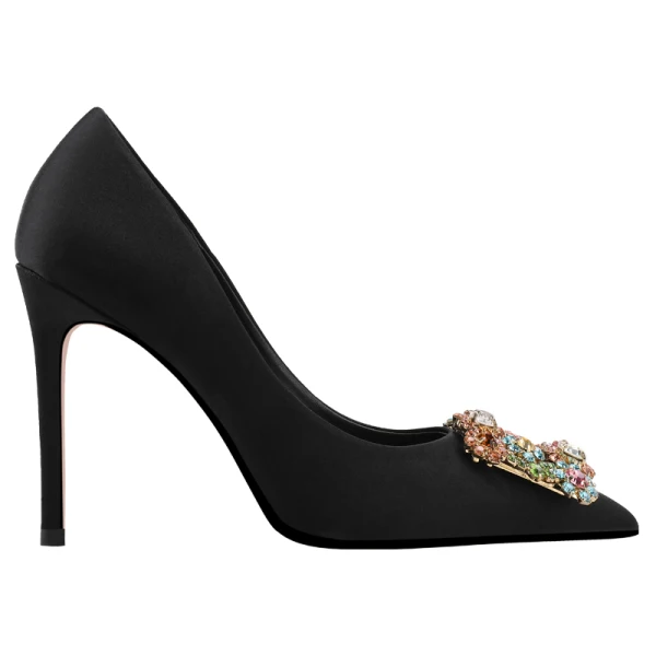 Sexy Red Evening Party Rhinestone Pumps 2021 Leather 10 cm Stiletto Heels Pointed Toe Pumps