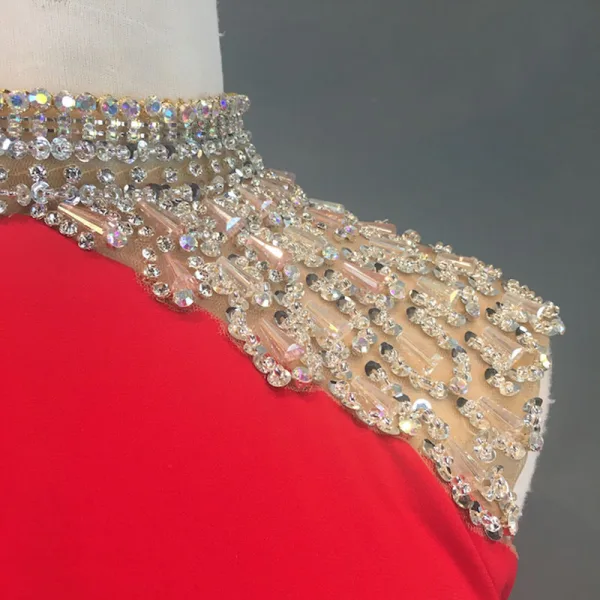 Luxury / Gorgeous Black Evening Dresses 2018 Trumpet / Mermaid Pierced Beading Crystal Rhinestone Sequins High Neck Sleeveless Floor-Length / Long Formal Dresses
