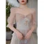 Modern / Fashion Blushing Pink Lace Flower Bridesmaid Dresses 2021 A-Line / Princess Scoop Neck Short Sleeve Backless Floor-Length / Long Bridesmaid Wedding Party Dresses