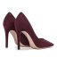 Schöne Burgunderrot Abend Leder Wildleder Pumps 2021 10 cm Stilettos Hochhackige Spitzschuh Pumps