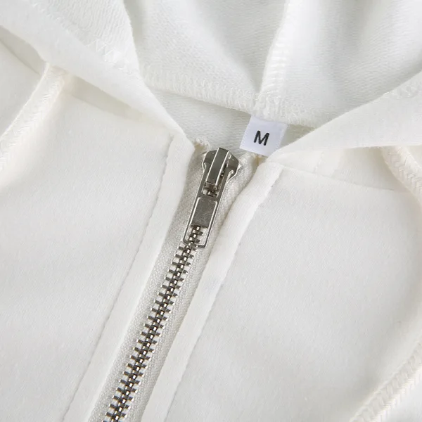 Fashion Fall Winter Street Wear White Solid Color Hooded Sweatshirts 2021 V-Neck Long Sleeve Loose Women Tops