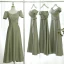 Modest / Simple Sage Green Bridesmaid Dresses 2021 A-Line / Princess Off-The-Shoulder Short Sleeve Floor-Length / Long Bridesmaid Wedding Party Dresses