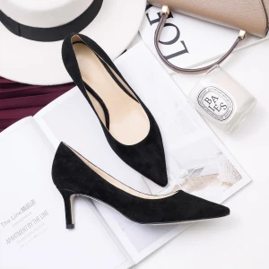Modest Simple Burgundy Office Pumps 2019 Leather Suede 6 Cm Stiletto Heels Pointed Toe Pumps