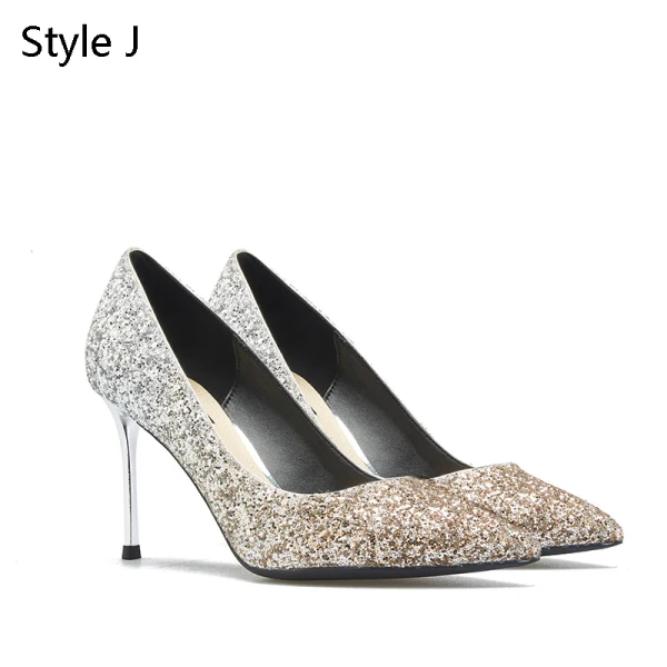 Scintillantes Argenté Cuir Soirée Escarpins 2019 Paillettes 8 cm Talons Aiguilles À Bout Pointu Escarpins