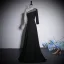 Vintage / Originale Noire Faux Diamant Paillettes Robe De Bal 2023 Princesse V-Cou Manches Longues Longue Promo Robe De Ceremonie