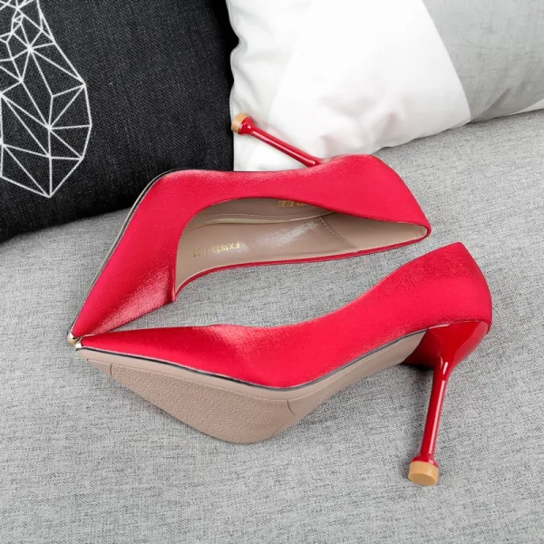 Stijlvolle Koninklijk Blauw Avond Pumps 2019 Satijn 10 cm Naaldhakken / Stiletto Spitse Neus Pumps