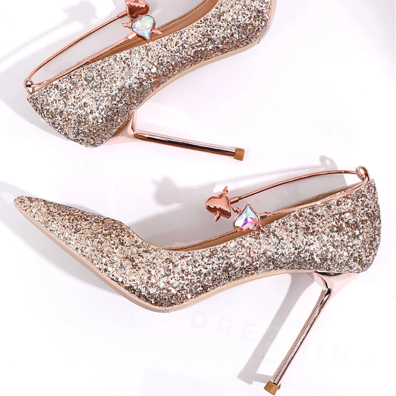 Glitter rose gold discount heels