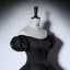 Elegant Black Prom Dresses 2022 Satin Ball Gown Off-The-Shoulder Puffy Short Sleeve Backless Floor-Length / Long Formal Dresses