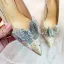 Charming Silver Lace Butterfly Wedding Shoes 2021 Leather Rhinestone 9 cm Stiletto Heels Pointed Toe Wedding Pumps High Heels