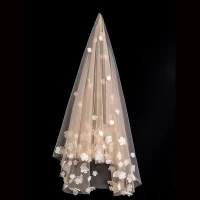 Chic / Belle 2017 1.5 m Blanche Champagne Appliques Tulle Dentelle Voile De Mariée