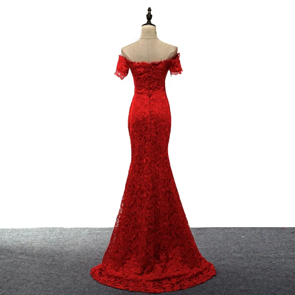 Amazing / Unique Red Evening Dresses 2017 Trumpet / Mermaid V-Neck Lace Beading Appliques Backless Evening Party Formal Dresses