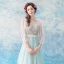 Chic / Beautiful Pool Blue Evening Dresses  2017 A-Line / Princess U-Neck Tulle Appliques Backless Beading Evening Party Formal Dresses