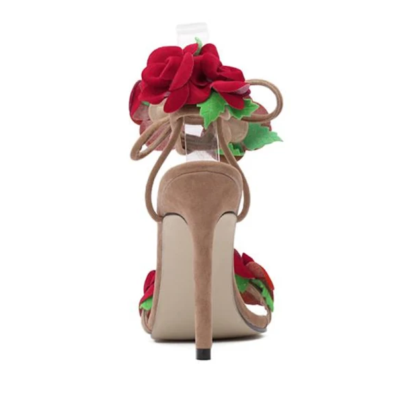 Modern / Fashion Red 2018 High Heels Homecoming Appliques Beading 11 cm Sandals Stiletto Heels Open / Peep Toe Womens Shoes