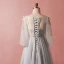Chic / Belle Gris Grande Taille Robe De Soirée 2018 Princesse 3/4 Manches Printemps V-Cou Tulle Bretelles croisées Fleur Appliques Dos Nu Perlage Soirée Robe De Ceremonie