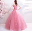Flower Fairy Candy Pink Floor-Length / Long Prom Dresses 2018 Ball Gown Tulle Strapless Appliques Backless Beading Prom Evening Dresses