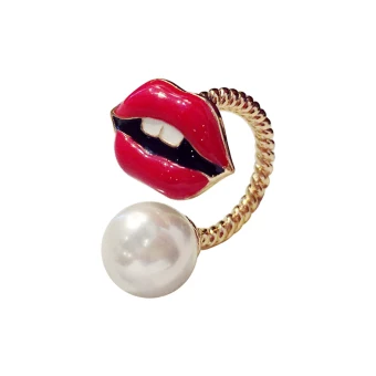 Lovely Red Pearl Ring Dating Rave Club Rings 2019 Accessories