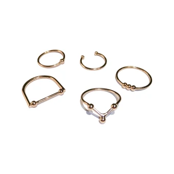 Punk Gold Geometric Faith Rings Set Rave Club 5 Piece Rings 2019 Accessories