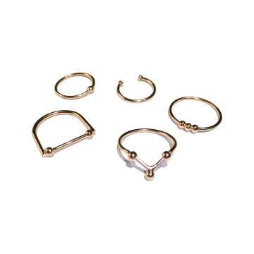 Punk Gold Geometric Faith Rings Set Rave Club 5 Piece Rings 2019 Accessories