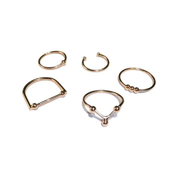 Punk Guld Geometrisk Tro Ringar Set Karnevalsklubb 5-delat Ringar 2019 Tillbehör