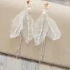 Classic Elegant White Headpieces 2019 Tulle Pearl Handmade  Wedding Evening Party Prom Accessories