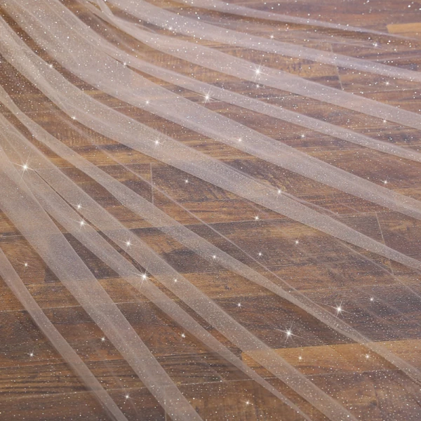 Sparkly Bling Bling Champagne Wedding Veils 2020 Tulle Glitter Sequins Chapel Train Wedding Accessories
