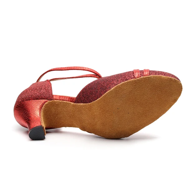 Étourdissant Bling Bling Noire Chaussures de danse latine 2020 Cuir Été Dansant Promo Paillettes Sandales À Bout Rond Chaussures Femmes