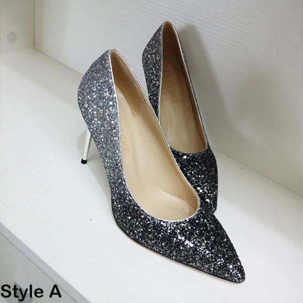 Lyx 2017 9 cm Multi-Färger Afton Konstläder Glittriga / Glitter Högklackade Stilettklackar Pumps