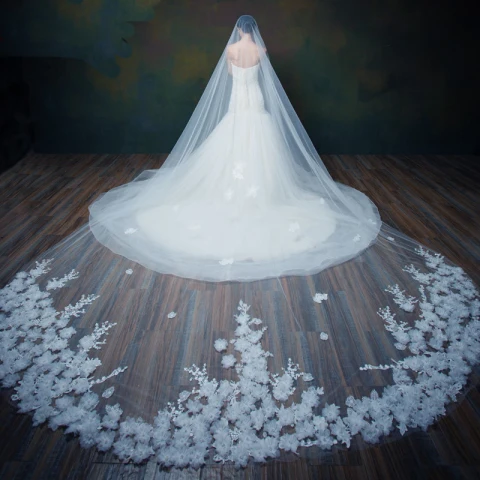 Schöne Weiß 2017 Hochzeit Tülle Stickerei Brautschleier