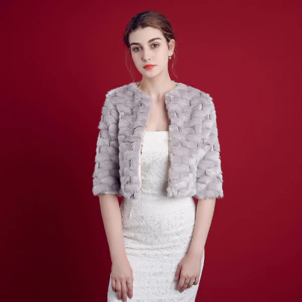 Rougissant Rose Hiver 1/2 Manches Encolure Dégagée Fausse Fourrure Soirée Promo Mariage Manteaux / vestes 2017