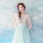 Chic / Beautiful Pool Blue Evening Dresses  2017 A-Line / Princess U-Neck Tulle Appliques Backless Beading Evening Party Formal Dresses