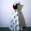 Chic / Beautiful Burgundy Evening Dresses  2018 A-Line / Princess V-Neck Floor-Length / Long Charmeuse Printing Evening Party Formal Dresses