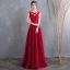 Modest / Simple Floor-Length / Long Burgundy Evening Dresses  2018 Charmeuse A-Line / Princess V-Neck Backless Beading Evening Party Formal Dresses
