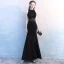 Modest / Simple Black Floor-Length / Long Evening Dresses  2018 Trumpet / Mermaid High Neck Lace Charmeuse Evening Party Formal Dresses