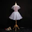 Chic / Beautiful Lavender Short Graduation Dresses 2018 A-Line / Princess U-Neck Tulle Butterfly Appliques Backless Beading Homecoming Formal Dresses