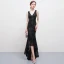 Unique Sexy Schwarz Asymmetrisch Abendkleider 2018 Mermaid Tülle V-Ausschnitt Rückenfreies Perlenstickerei Pailletten Festliche Kleider
