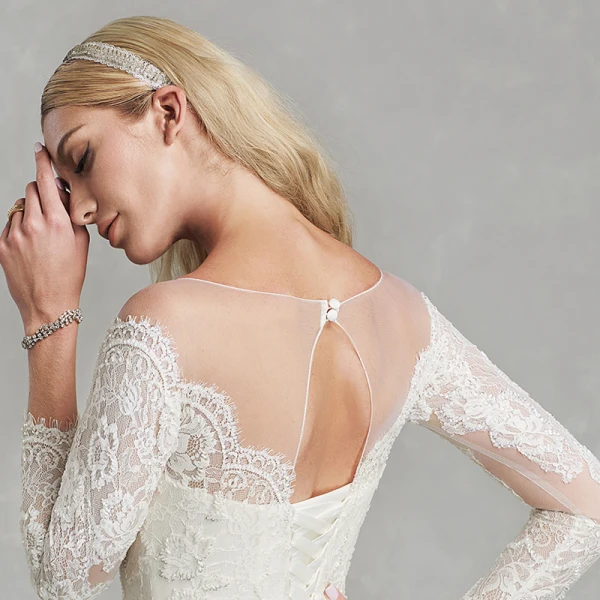 Amazing / Unique Sexy White Wedding Dresses 2020 Trumpet / Mermaid U-Neck 3D Lace Floor-Length / Long Long Sleeve Handmade Embroidered Wedding