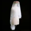 Chic / Beautiful 2017 1.5 m White Champagne Appliques Tulle Lace Wedding Veils