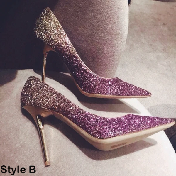 Lyx 2017 9 cm Multi-Färger Afton Konstläder Glittriga / Glitter Högklackade Stilettklackar Pumps