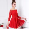Chic / Beautiful Red Graduation Dresses 2017 Strapless Lace Braid Pierced A-Line / Princess Homecoming Party Dresses