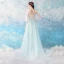 Chic / Beautiful Pool Blue Evening Dresses  2017 A-Line / Princess U-Neck Tulle Appliques Backless Beading Evening Party Formal Dresses