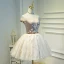 Chic / Beautiful Champagne Graduation Dresses 2018 A-Line / Princess Tulle Appliques Backless Embroidered Homecoming Formal Dresses