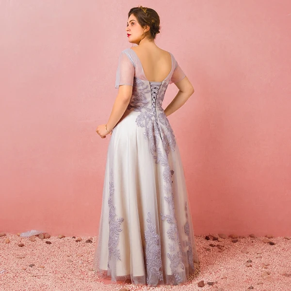 Scintillantes Gris Grande Taille Robe De Bal 2018 Princesse U-Cou Tulle Appliques Dos Nu Perlage Paillettes Soirée Promo Robe De Soirée